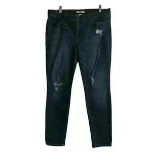 Refuge‎ Woman's Distressed Dark Wash Mid Rise Jeans- Size 14